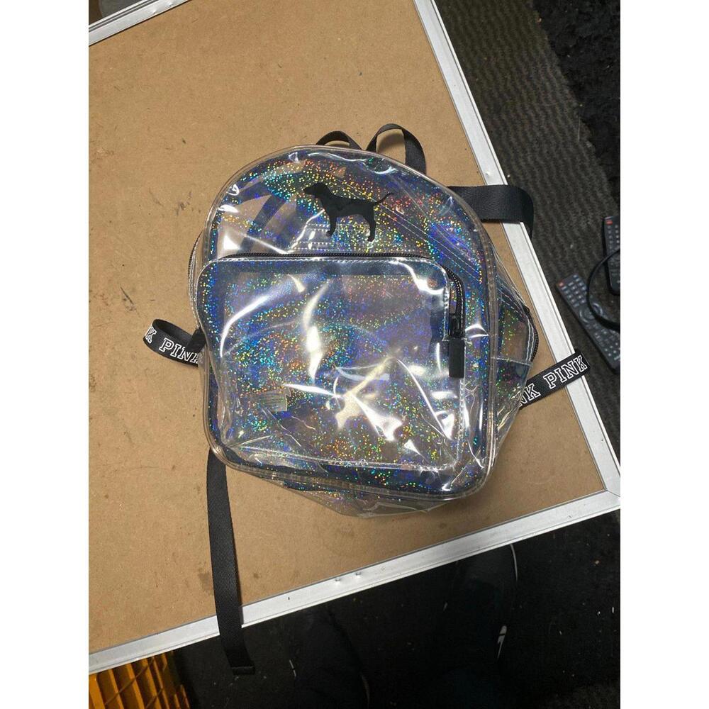 Pink bag glitter small tiny woman ladies clear black event t